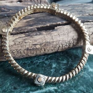 B844 Yellow Etienne Aigner Elegant Gold Bangle with Yellow Accents